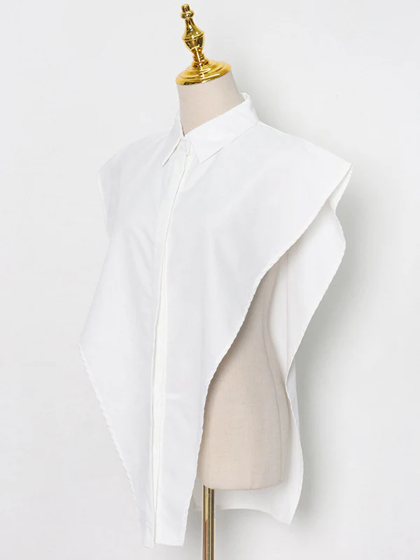 Original Solid Color Irregularity Geometry Blouse Tops - Image 8