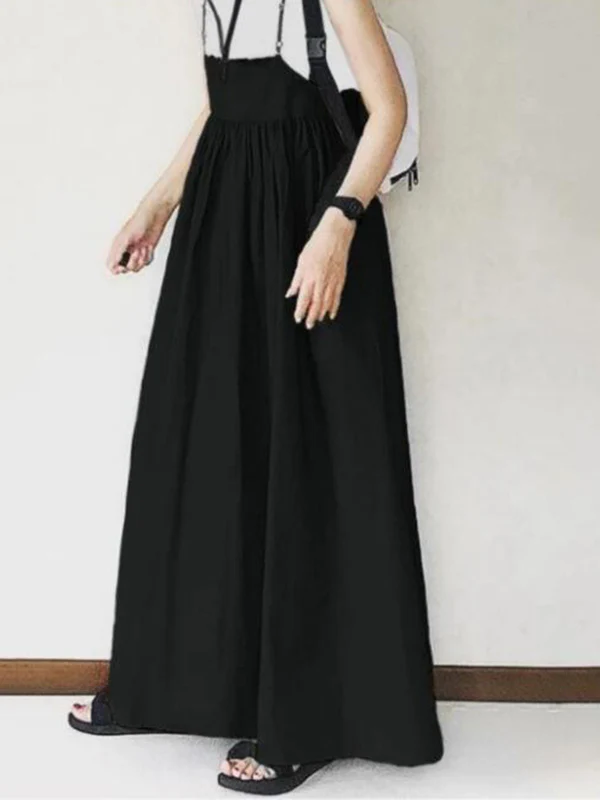 Original Solid Color Pleats Suspender Dress - Image 2