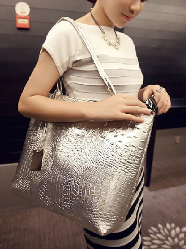 Original Solid Color Shiny Tote Bag - Image 4