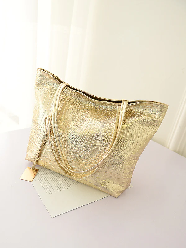 Original Solid Color Shiny Tote Bag - Image 5