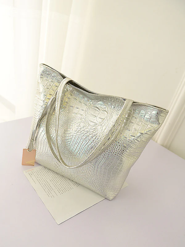 Original Solid Color Shiny Tote Bag - Image 6