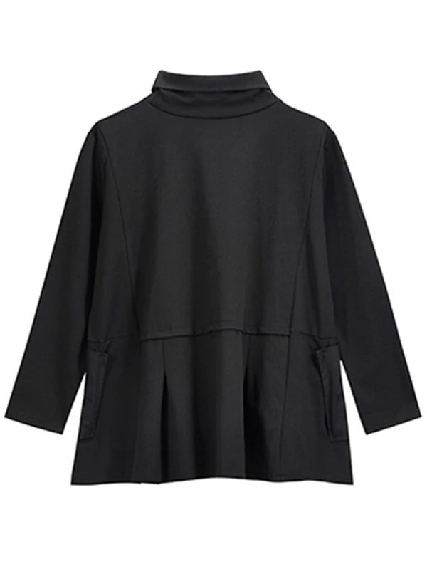 Original Solid Color Smocked High-Neck Sweatshirts - Image 8