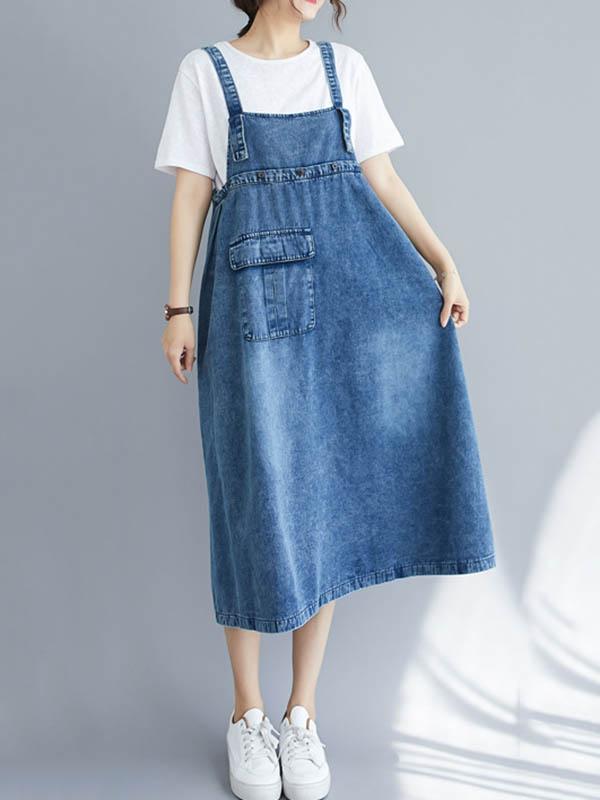 Original Solid Denim Strapless Dress - Image 3