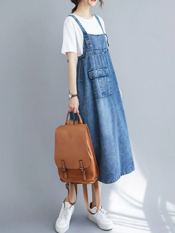 Original Solid Denim Strapless Dress - Image 4