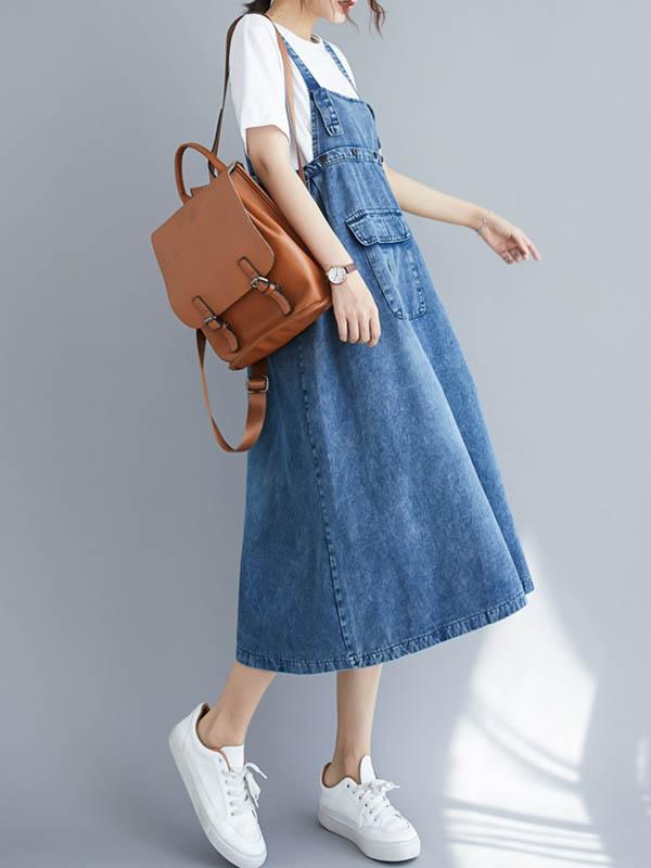 Original Solid Denim Strapless Dress - Image 5