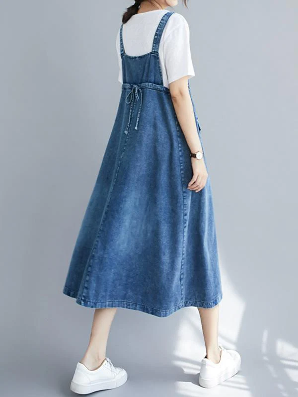 Original Solid Denim Strapless Dress - Image 6