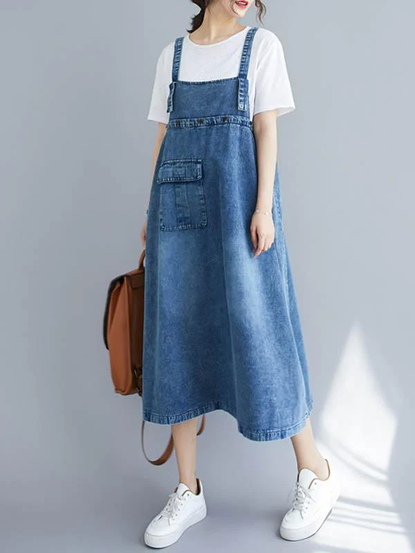 Original Solid Denim Strapless Dress - Image 7