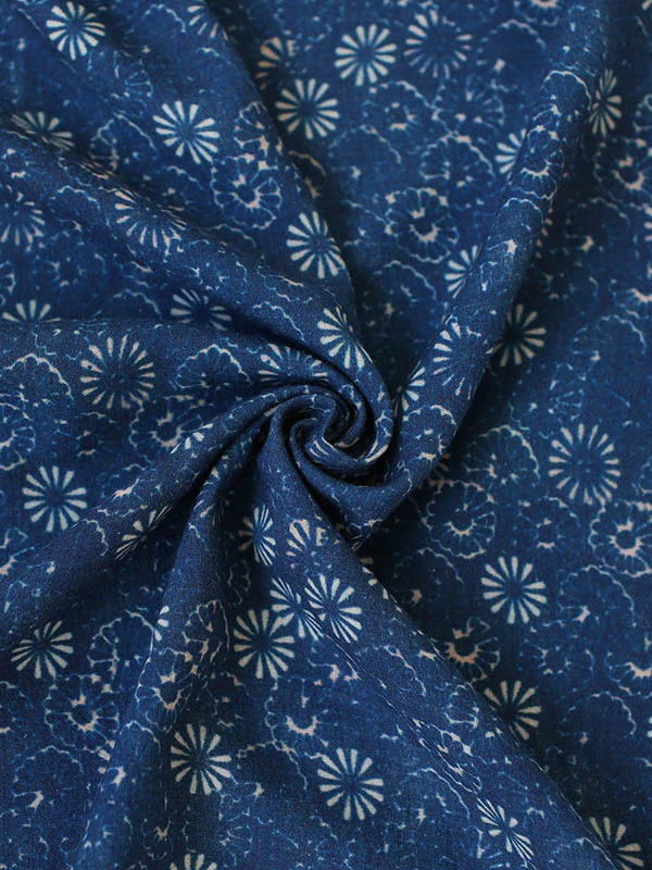 Original Solid Floral Stand Collar Midi Dress - Image 15