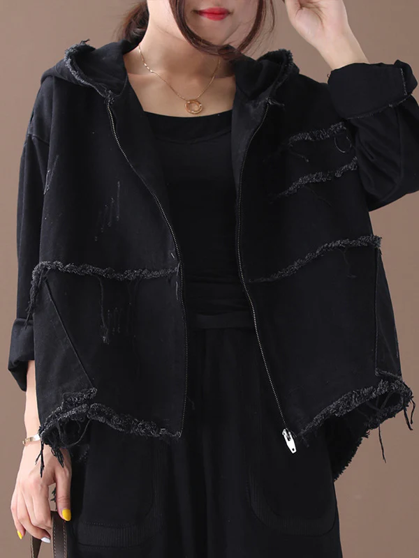 Original Solid Hooded Denim Outwear - Image 2