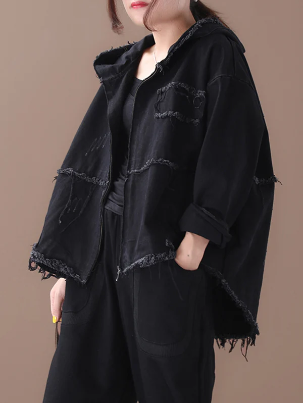 Original Solid Hooded Denim Outwear - Image 6