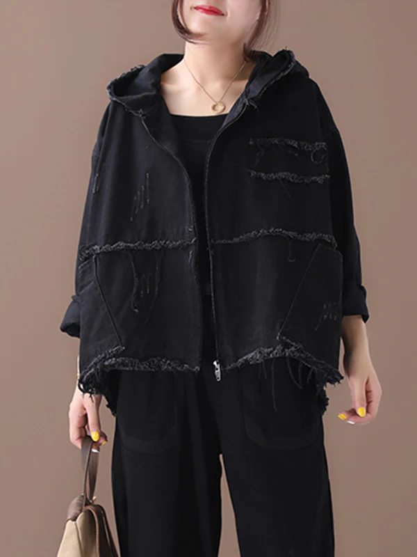 Original Solid Hooded Denim Outwear - Image 7