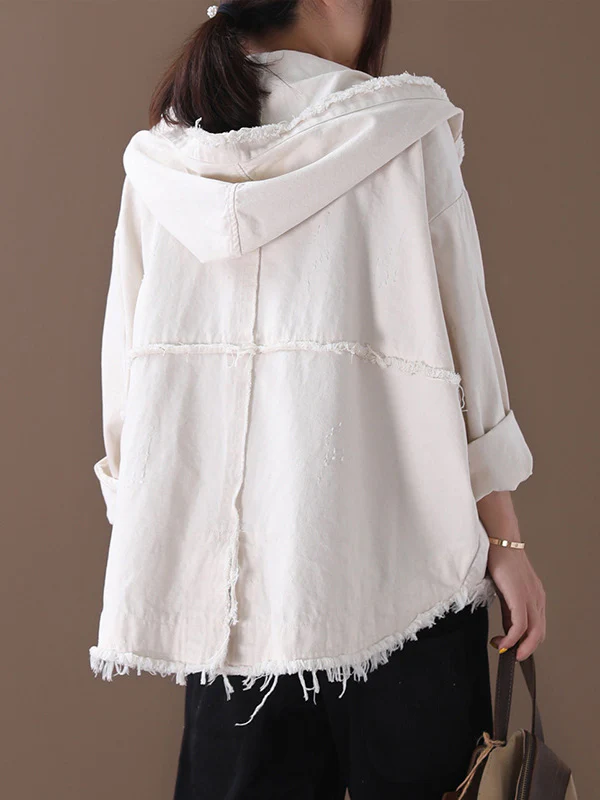 Original Solid Hooded Denim Outwear - Image 9
