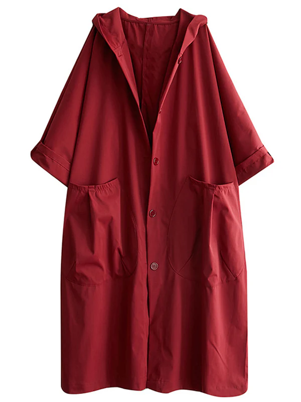 Original Solid Hooded Trench Coats - Image 10
