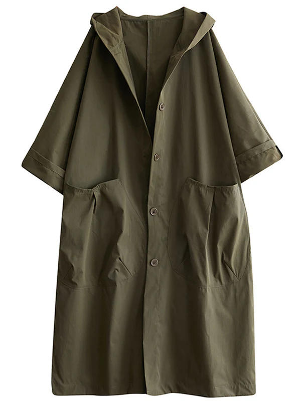 Original Solid Hooded Trench Coats - Image 11