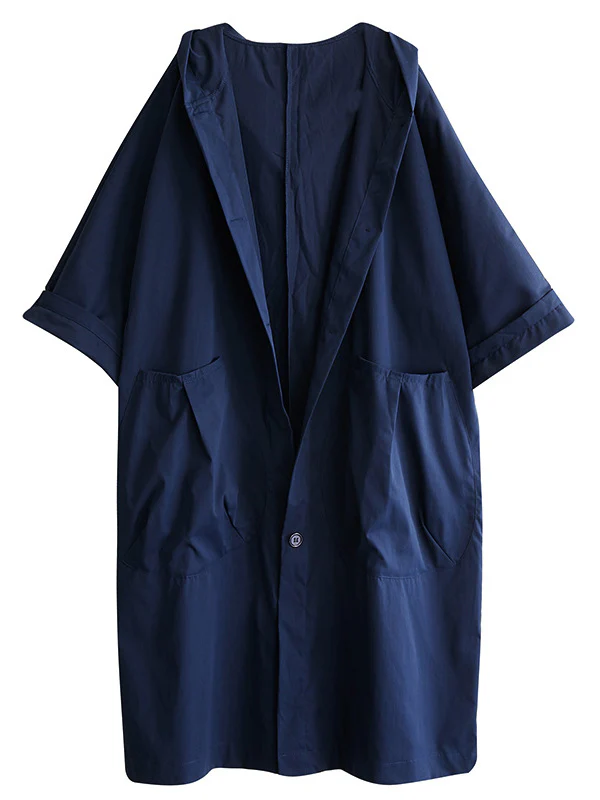 Original Solid Hooded Trench Coats - Image 12