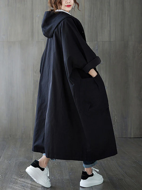 Original Solid Hooded Trench Coats - Image 2