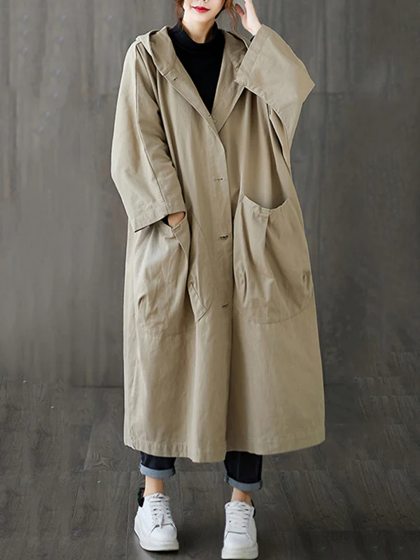 Original Solid Hooded Trench Coats - Image 3