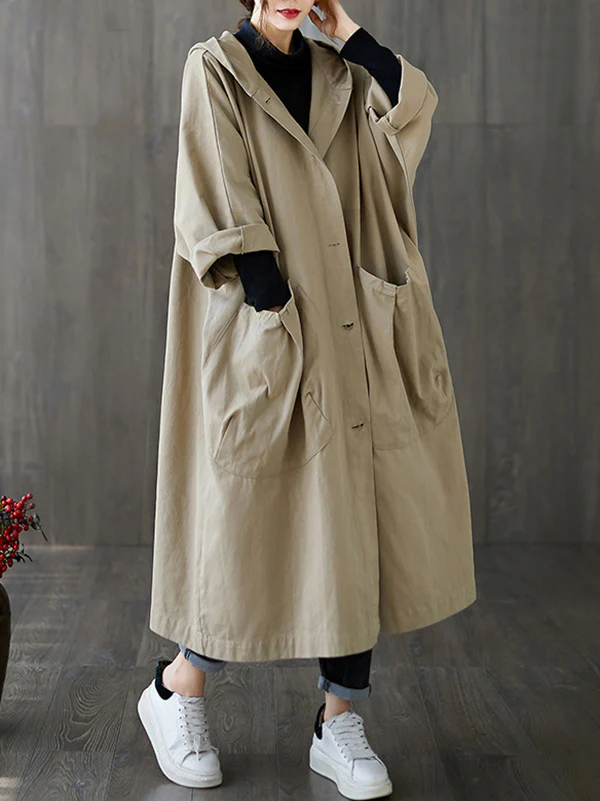 Original Solid Hooded Trench Coats - Image 4
