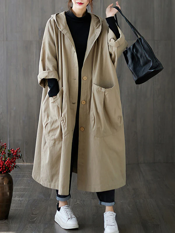 Original Solid Hooded Trench Coats - Image 5