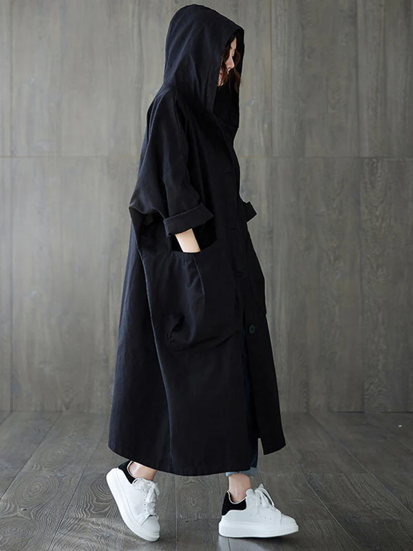 Original Solid Hooded Trench Coats - Image 8