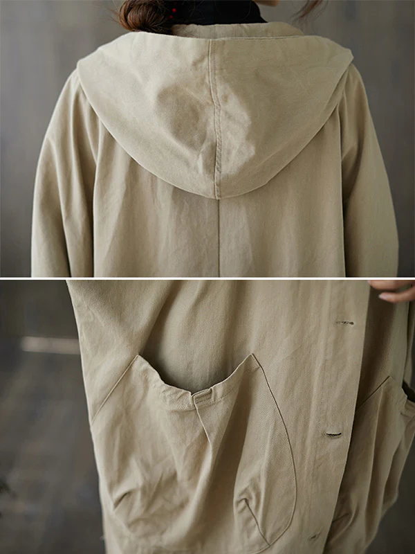 Original Solid Hooded Trench Coats - Image 9