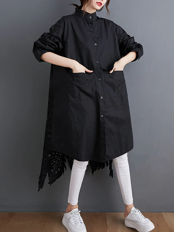 Original Solid Irregularity Hollow Dress - Image 2