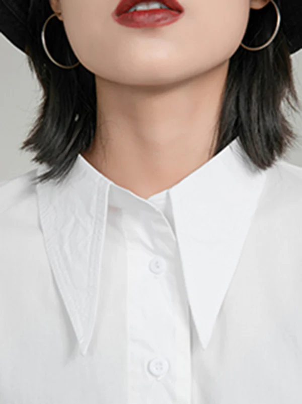 Original Solid Irregularity Lapel Blouse - Image 11