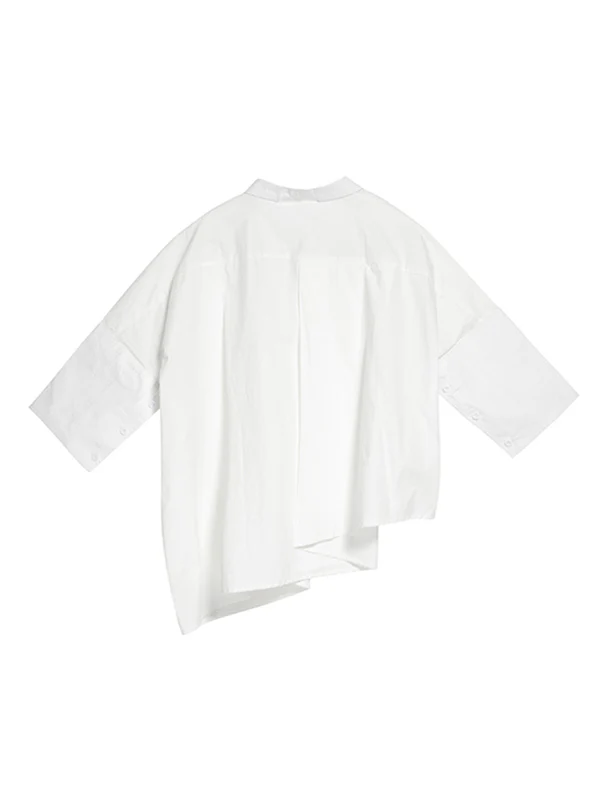 Original Solid Irregularity Lapel Blouse - Image 13