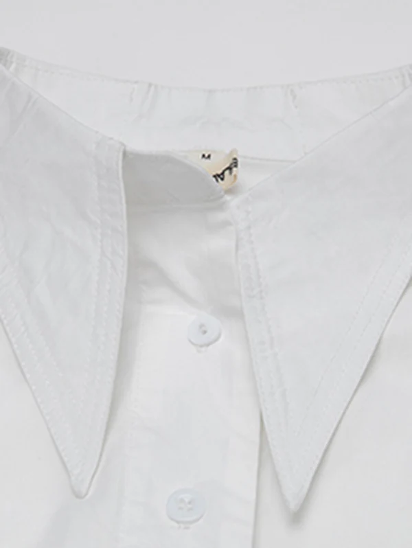 Original Solid Irregularity Lapel Blouse - Image 16