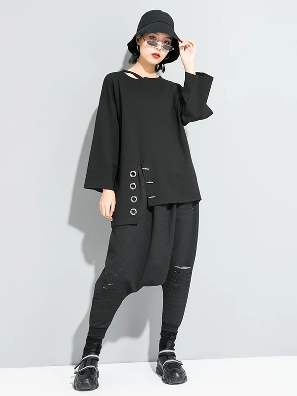 Original Solid Irregularity T-Shirts Tops - Image 5
