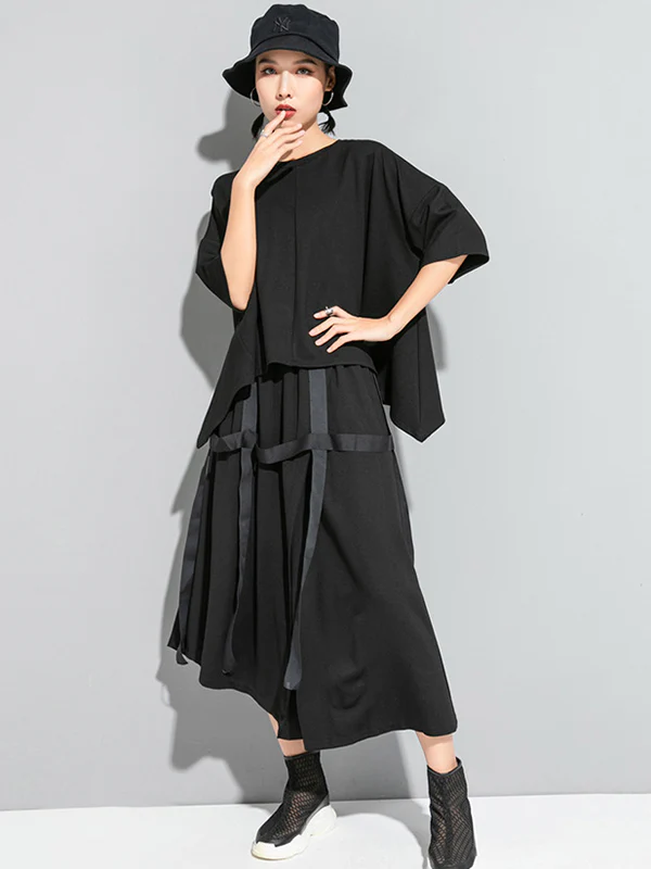 Original Solid Split-Back Zipper T-Shirts Tops - Image 2