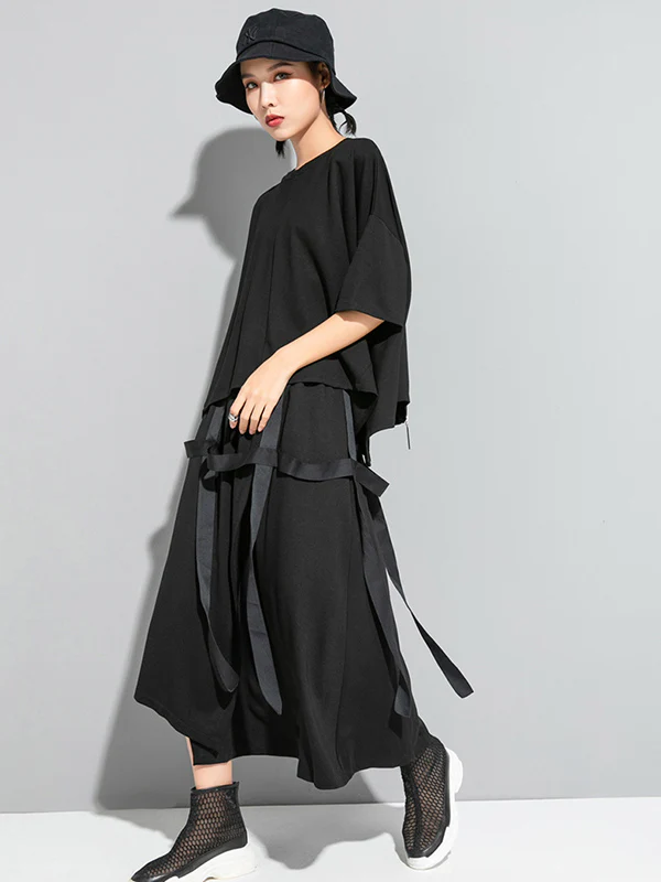 Original Solid Split-Back Zipper T-Shirts Tops - Image 3