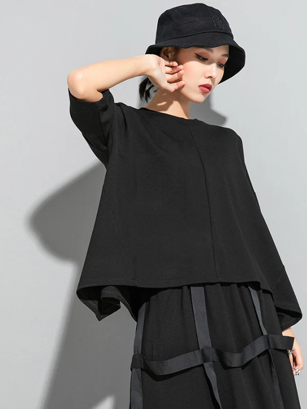 Original Solid Split-Back Zipper T-Shirts Tops - Image 5
