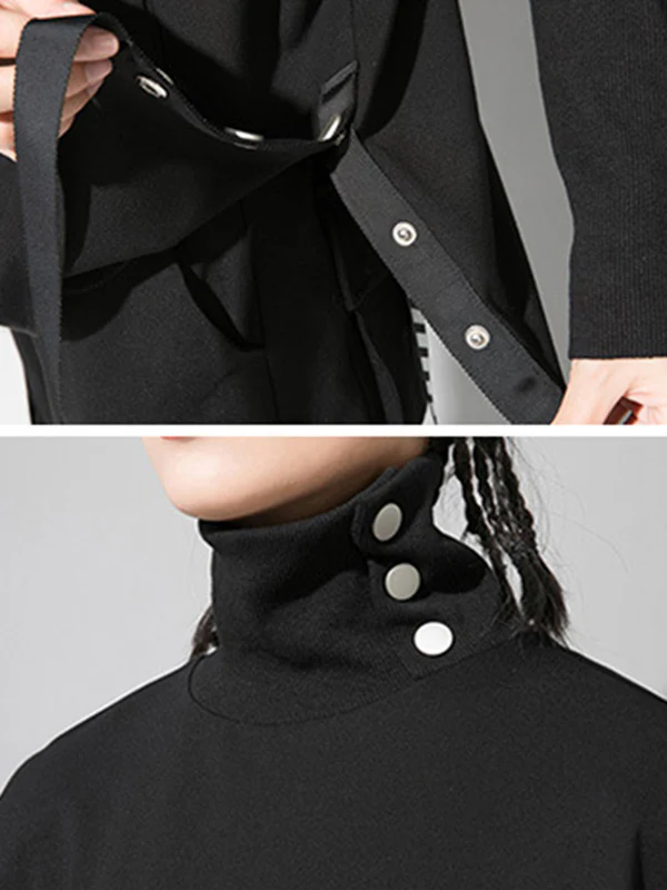 Original Solid Stand Collar T-Shirts Tops - Image 14