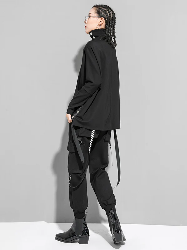 Original Solid Stand Collar T-Shirts Tops - Image 6