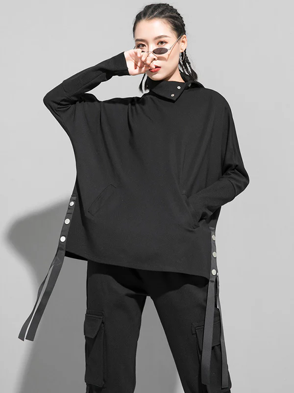Original Solid Stand Collar T-Shirts Tops - Image 7