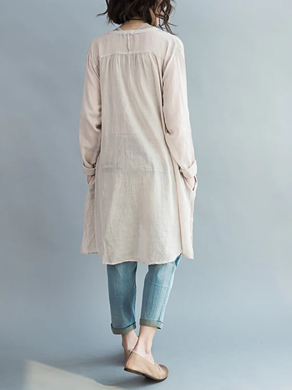 Original Solid Sun-Protection V-Neck Blouse Tops - Image 13
