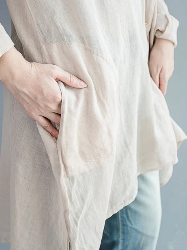 Original Solid Sun-Protection V-Neck Blouse Tops - Image 17