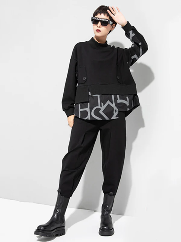 Original Split-Joint False Two Sweatshirt Tops - Image 11