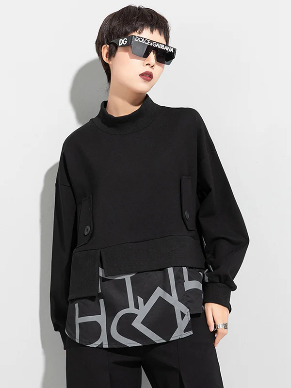 Original Split-Joint False Two Sweatshirt Tops - Image 2
