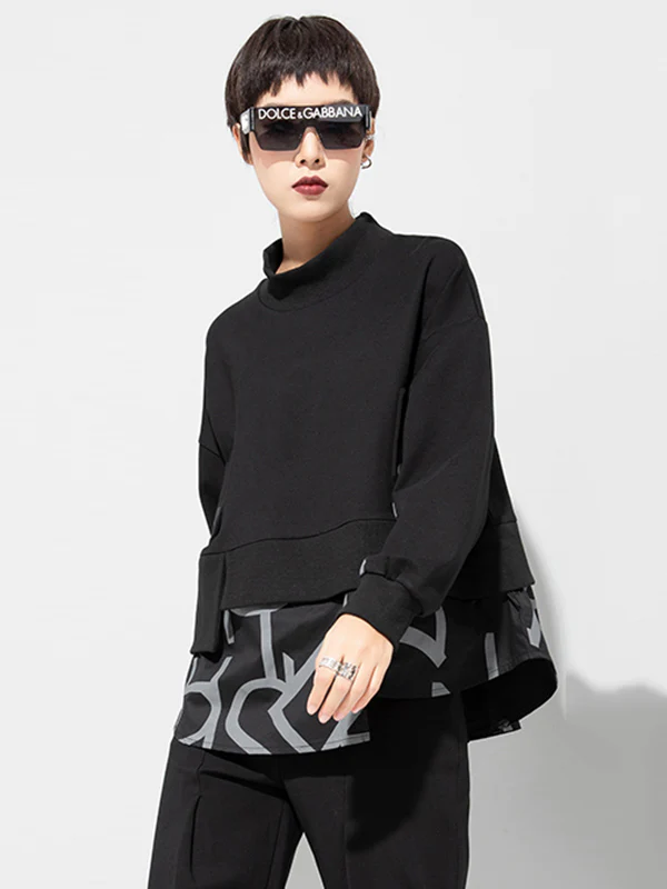 Original Split-Joint False Two Sweatshirt Tops - Image 3