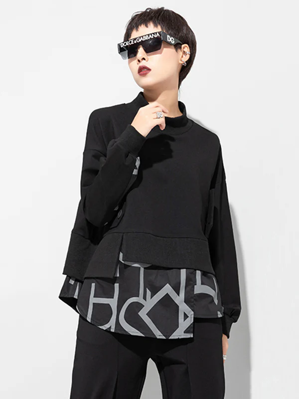 Original Split-Joint False Two Sweatshirt Tops - Image 6