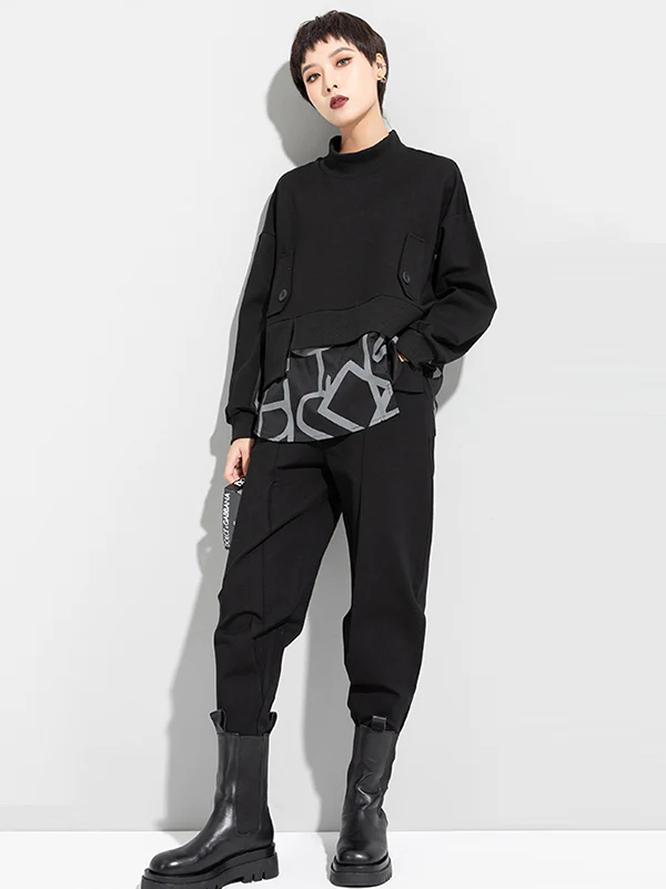 Original Split-Joint False Two Sweatshirt Tops - Image 7