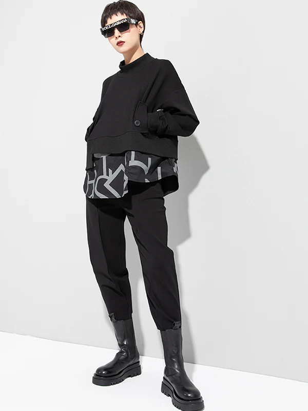Original Split-Joint False Two Sweatshirt Tops - Image 8
