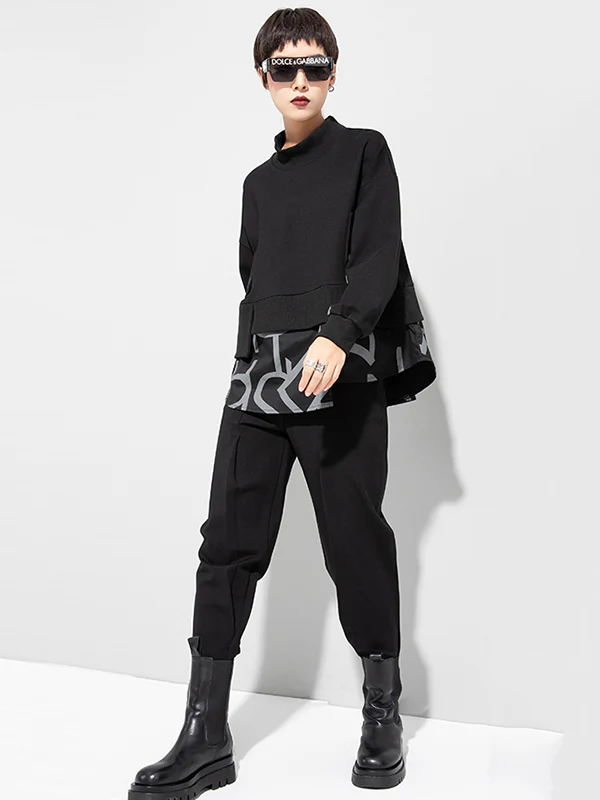 Original Split-Joint False Two Sweatshirt Tops - Image 9
