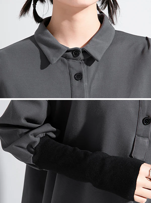 Original Split-Joint Gray&Black Polo Shirt Tops - Image 10