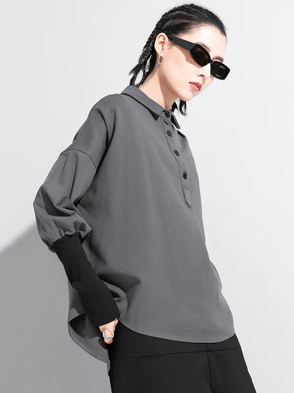 Original Split-Joint Gray&Black Polo Shirt Tops - Image 3