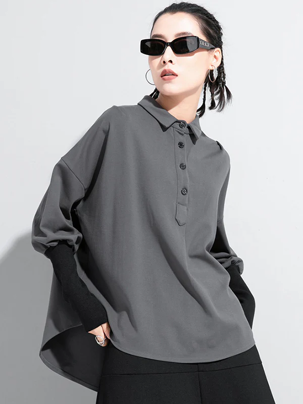 Original Split-Joint Gray&Black Polo Shirt Tops - Image 4