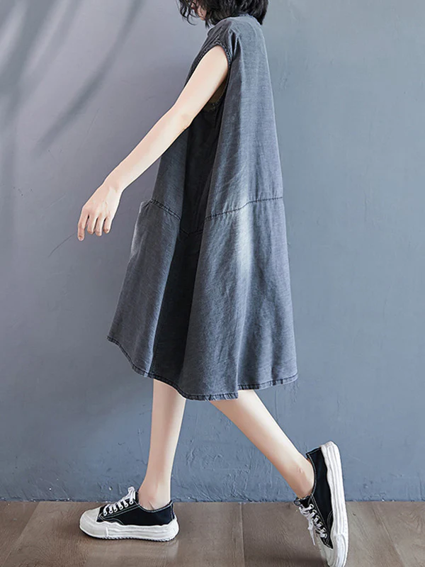 Original Split-Joint With Pocket Denim Dress - Image 10