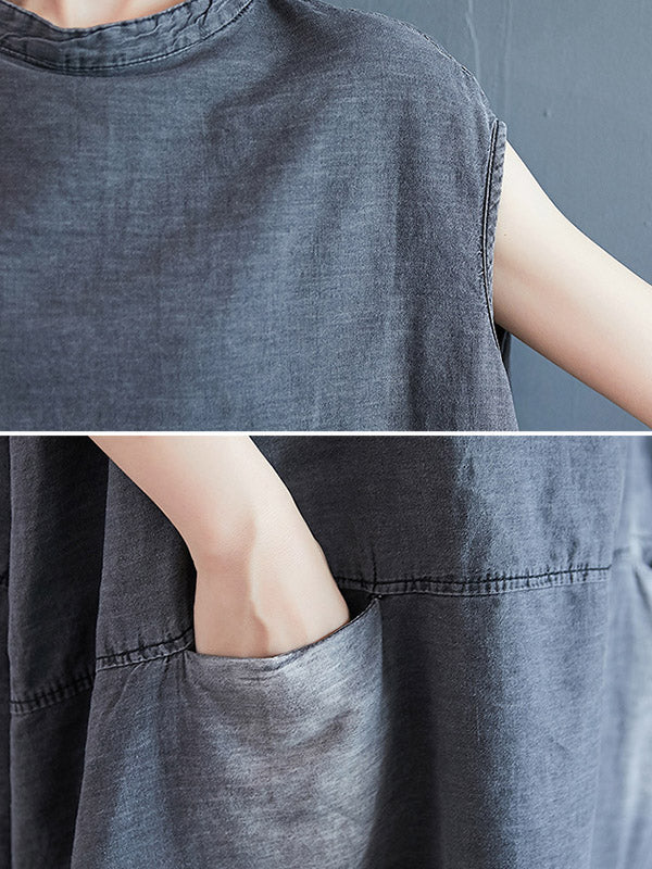 Original Split-Joint With Pocket Denim Dress - Image 11